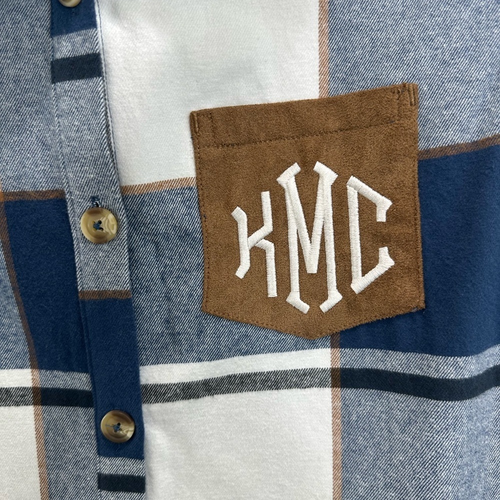 NWT Marleylilly Monogrammed Plaid Hooded Tunic Shirt Women’s MEDIUM 100% Cotton - Picture 3 of 10